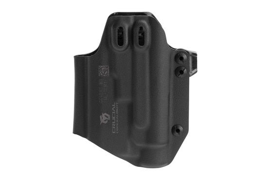 Versatile ambidextrous black Kydex holster.